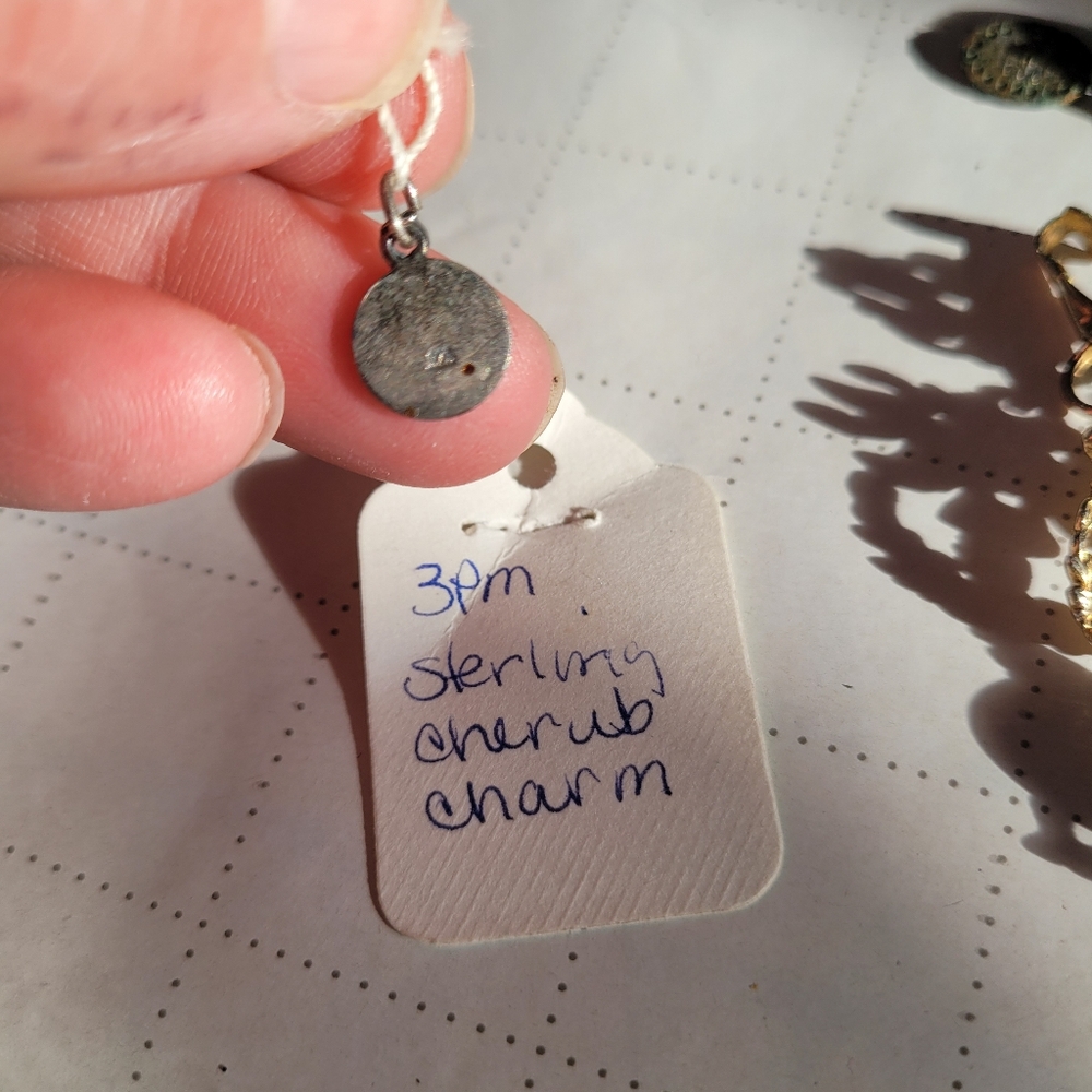 Antique Sterling Silver Cherub Charm Pendant